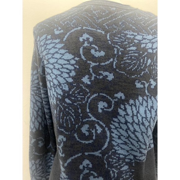 Peruvian Connection Blue Floral Button Sweater Cardigan Size Small - Picture 6 of 8